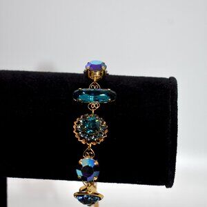 Clara Beau Blue Green Rhinestone Crystal Carnival Glass